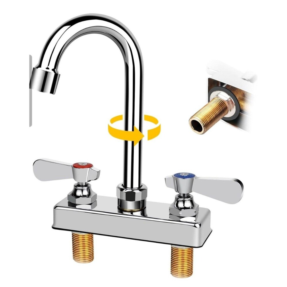 ZKDAUSDO Commercial Sink Faucet 4in Center Deck Mount Chrome 2 Handle